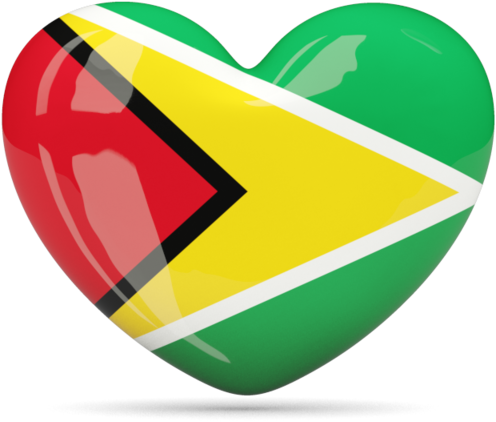 Guyana Flag Heart Shaped Graphic PNG Image