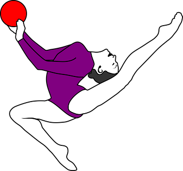 Gymnast With Red Ball Illustration PNG Image