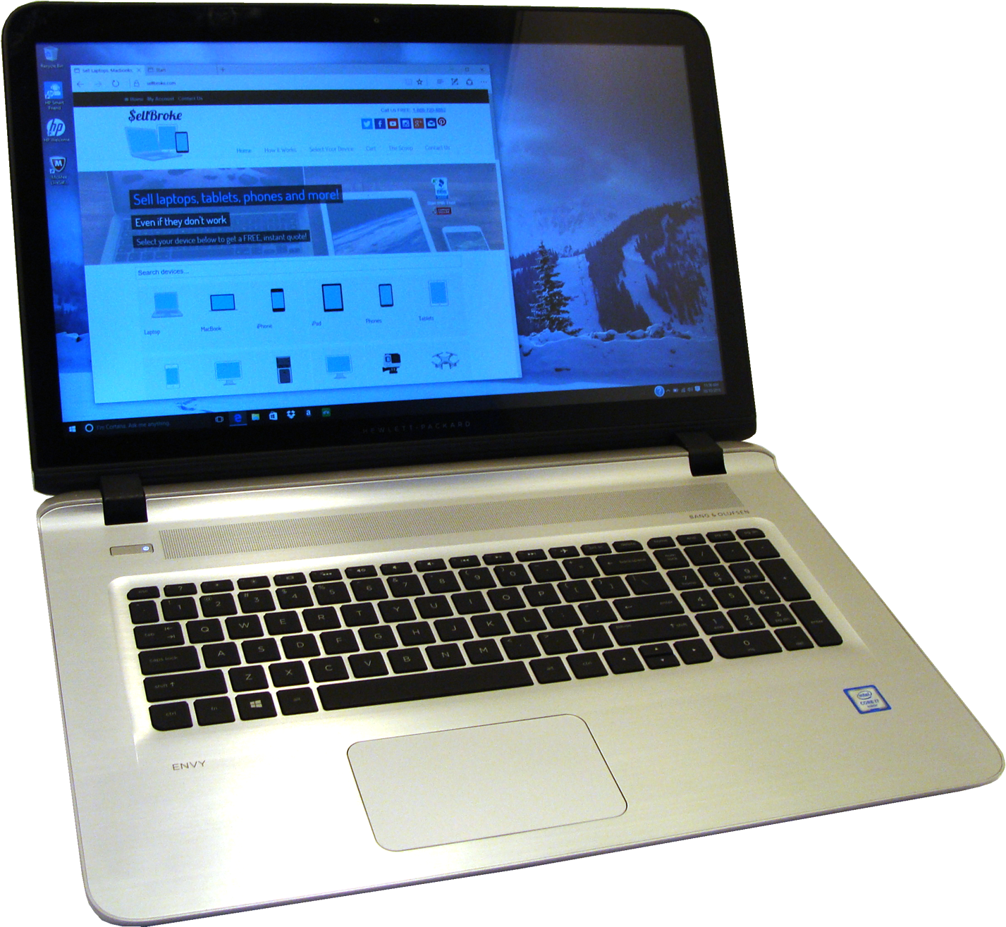 H P Envy Laptop Displaying Website PNG Image