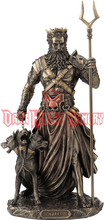 Hades_ Greek_ God_ Statue_with_ Cerberus.png PNG Image