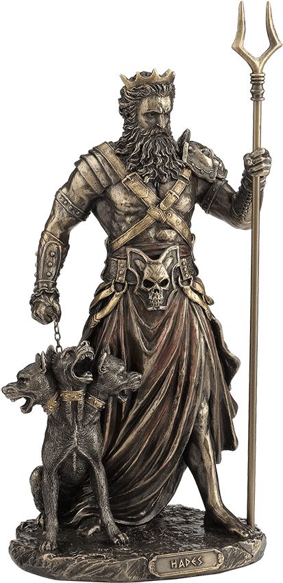 Hades_ Greek_ God_ Statue_with_ Cerberus.png PNG Image