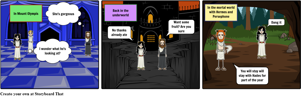 Hades Persephone Myth Comic Strip PNG Image