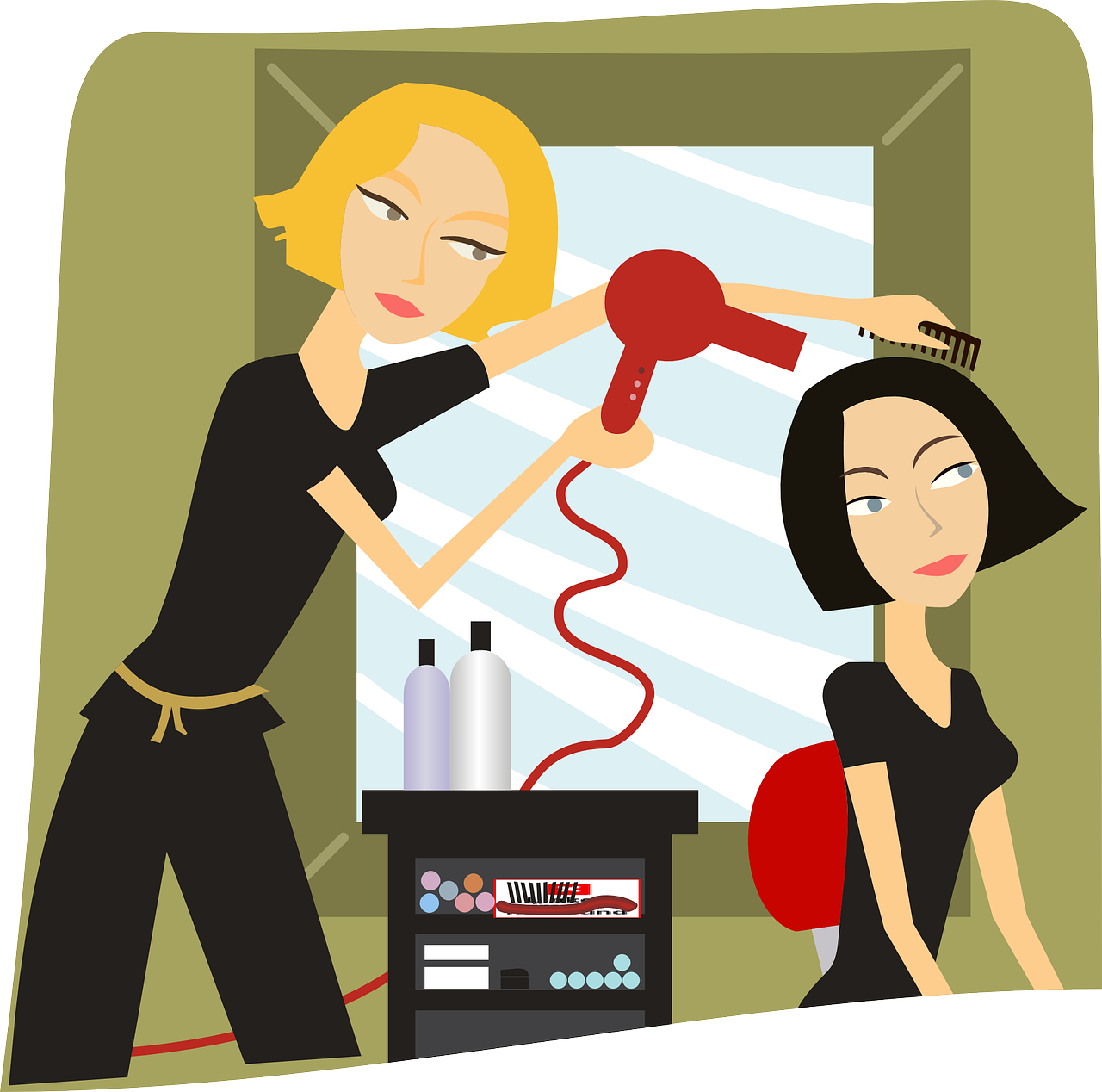 Hair Styling Session Cartoon PNG Image