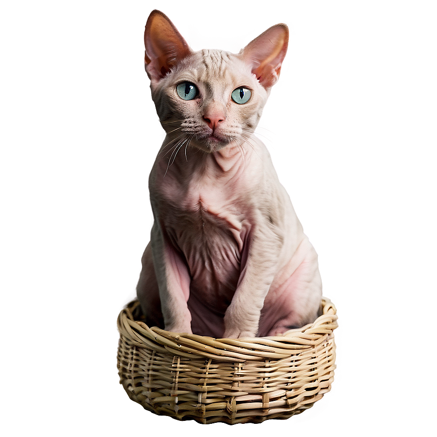 Hairless Cat In Basket Png 87 PNG Image