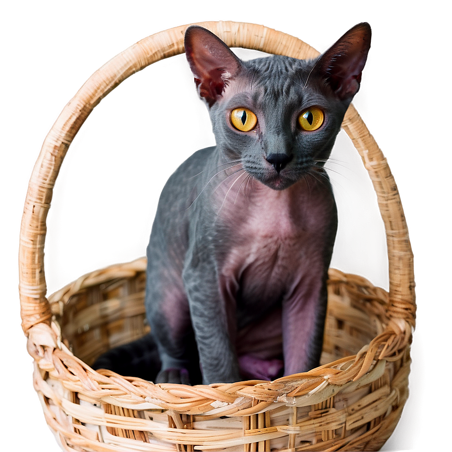 Hairless Cat In Basket Png Tqa PNG Image