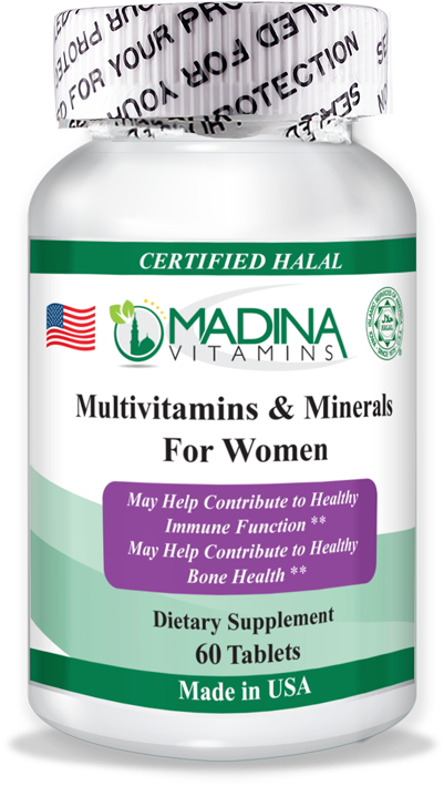 Halal Certified Women Multivitamins Bottle PNG Image