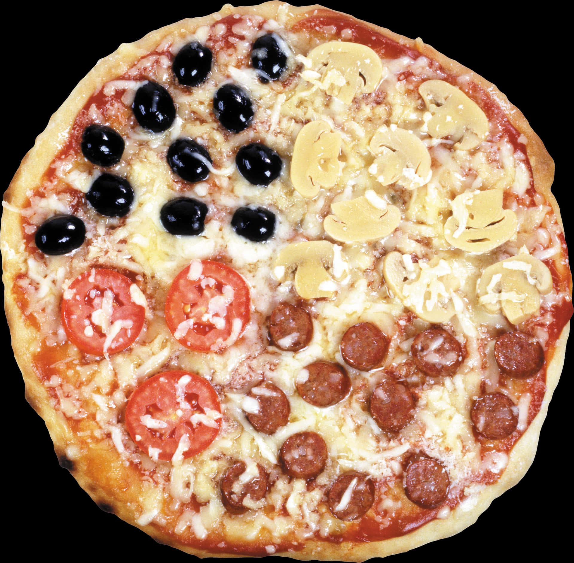 Halfand Half Toppings Pizza PNG Image