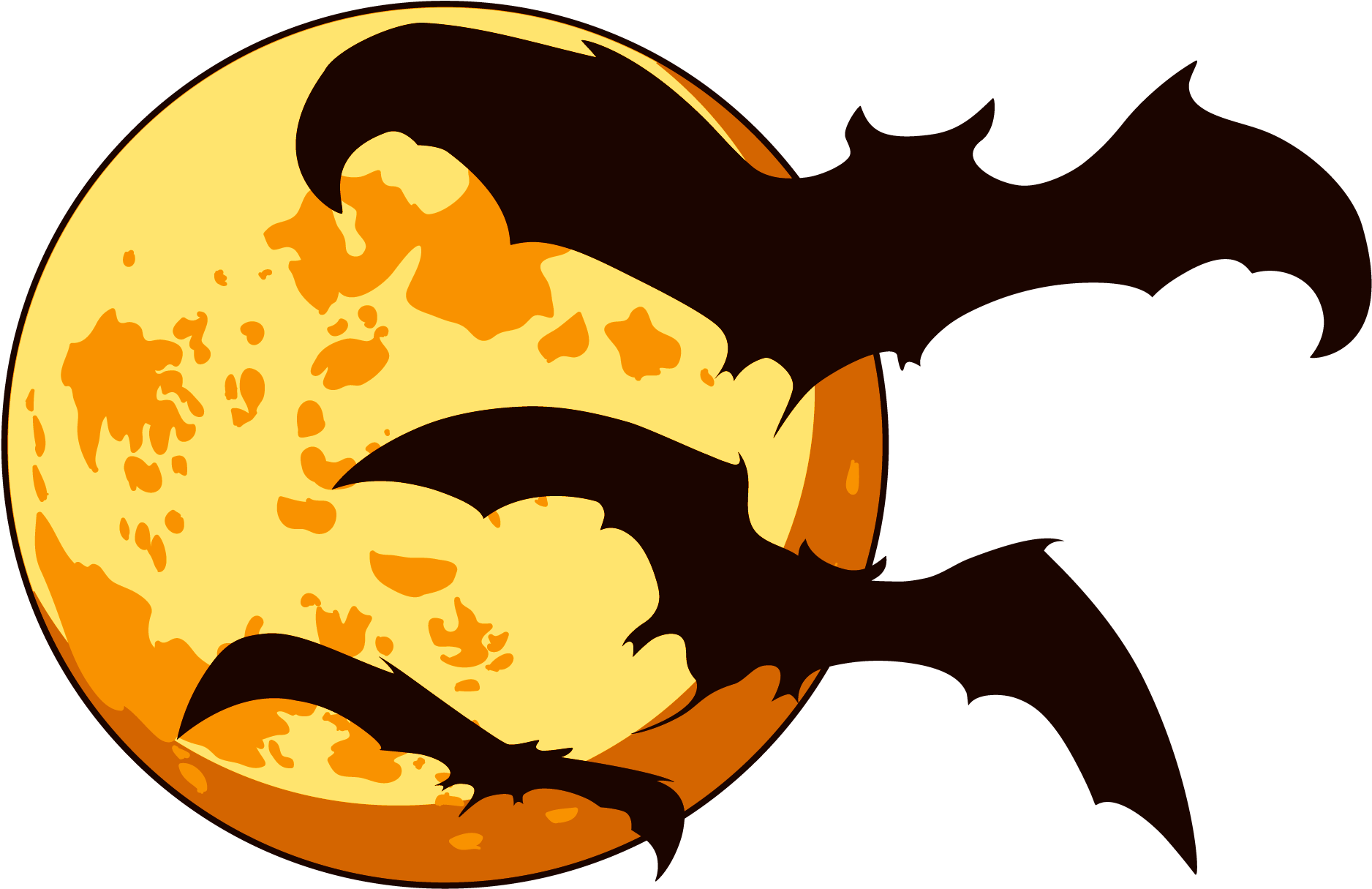 Halloween Bat Silhouette Full Moon PNG Image