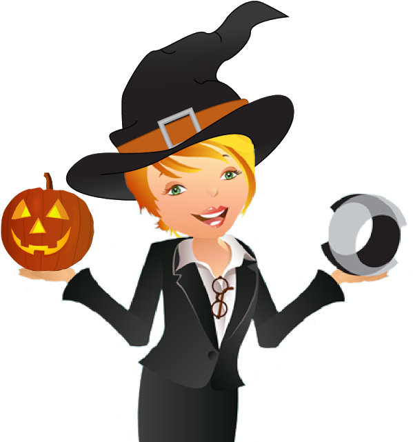 Halloween Businesswoman Cartoon PNG Image