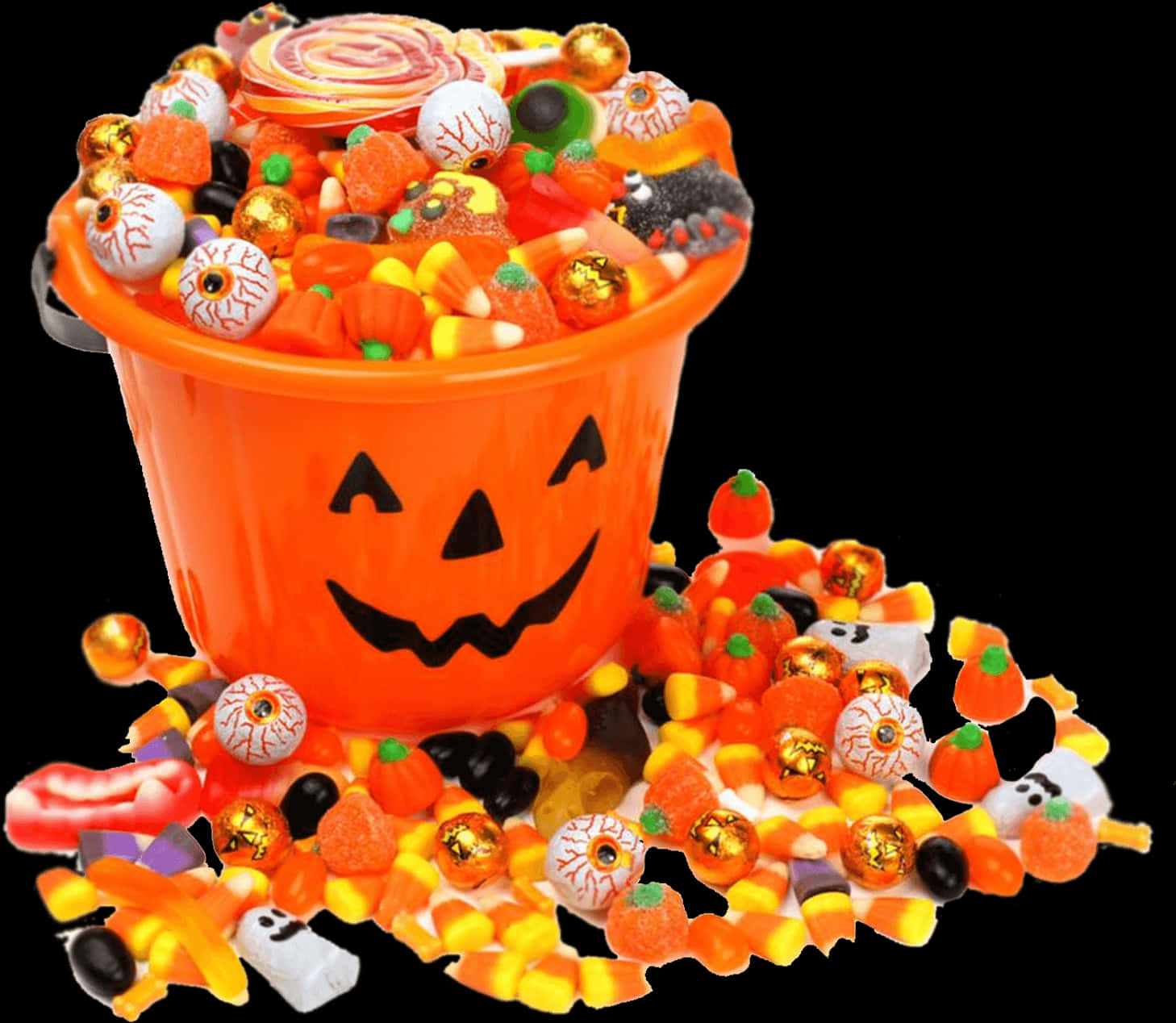 Halloween Candy Overflow Bucket PNG Image