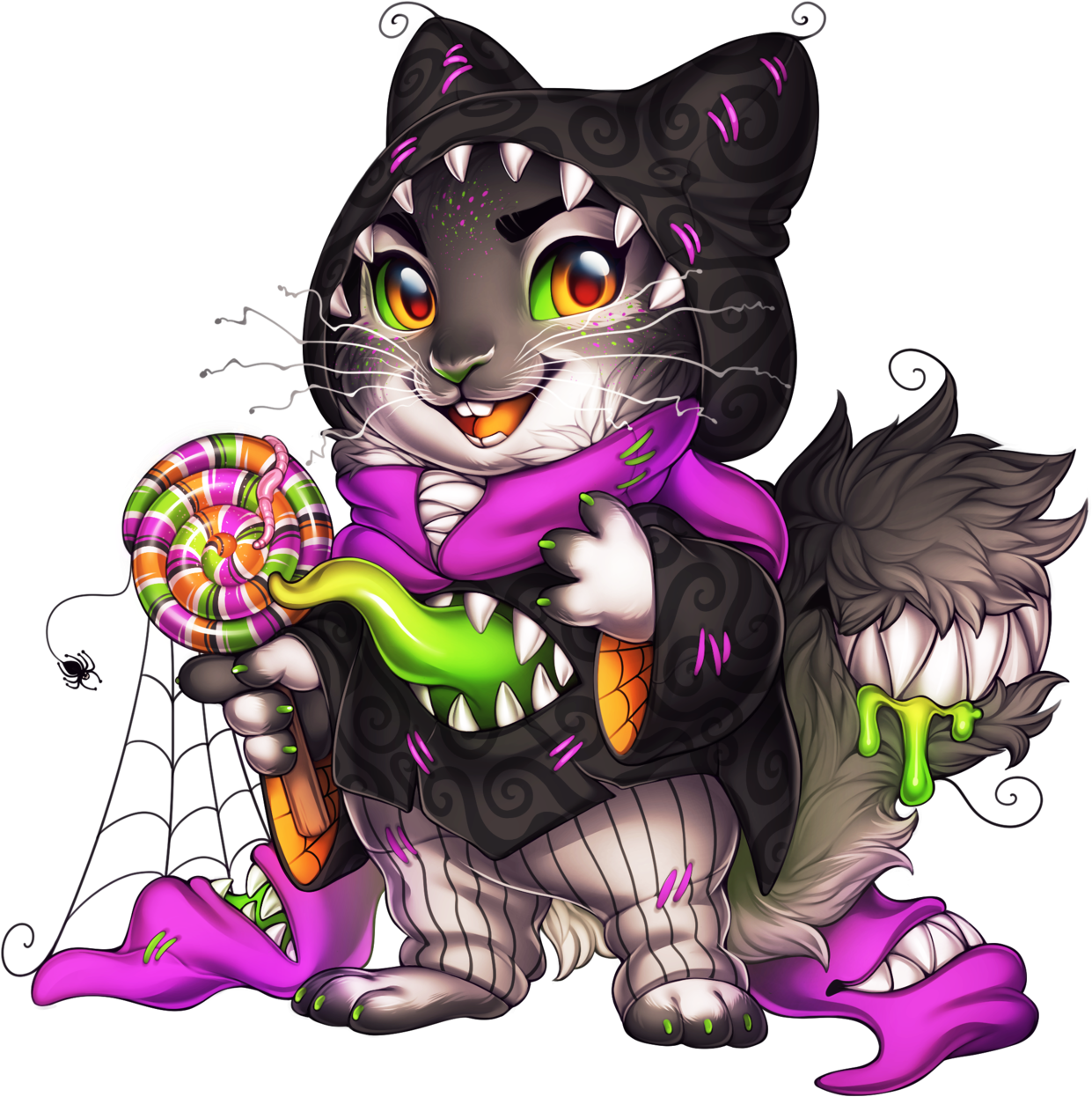 Halloween_ Cat_ Costume_ Cartoon PNG Image