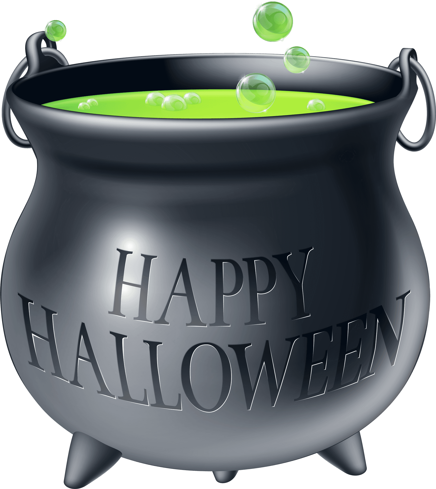 Halloween Cauldron Bubbling Green Potion PNG Image