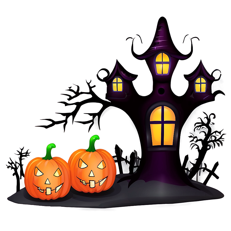 Halloween Night Cartoon Scene Png Gnu PNG Image