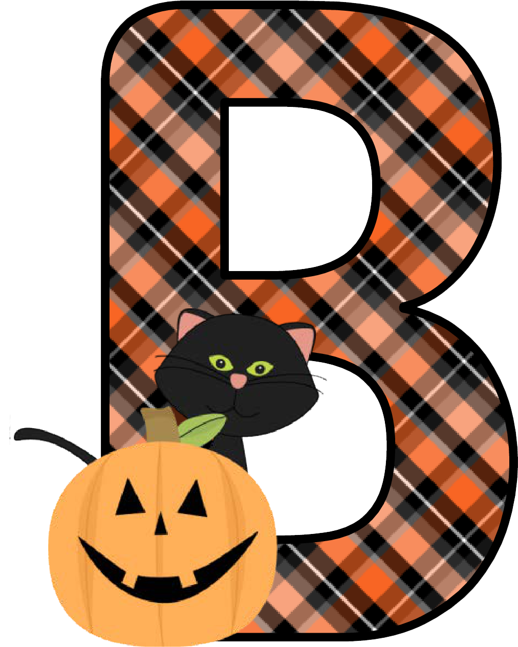 Halloween Theme Letter Bwith Catand Pumpkin PNG Image