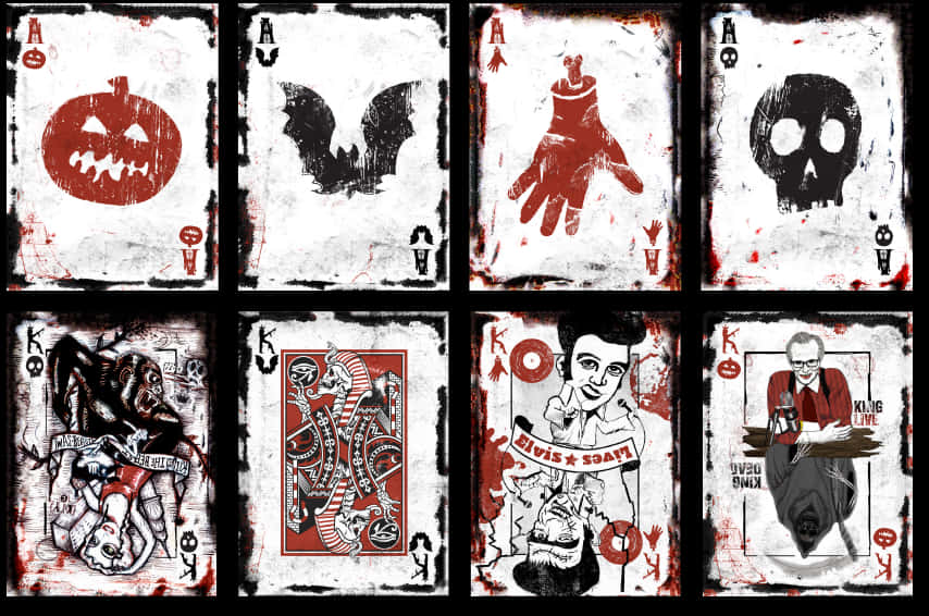 Halloween Themed Playing Cards PNG Image