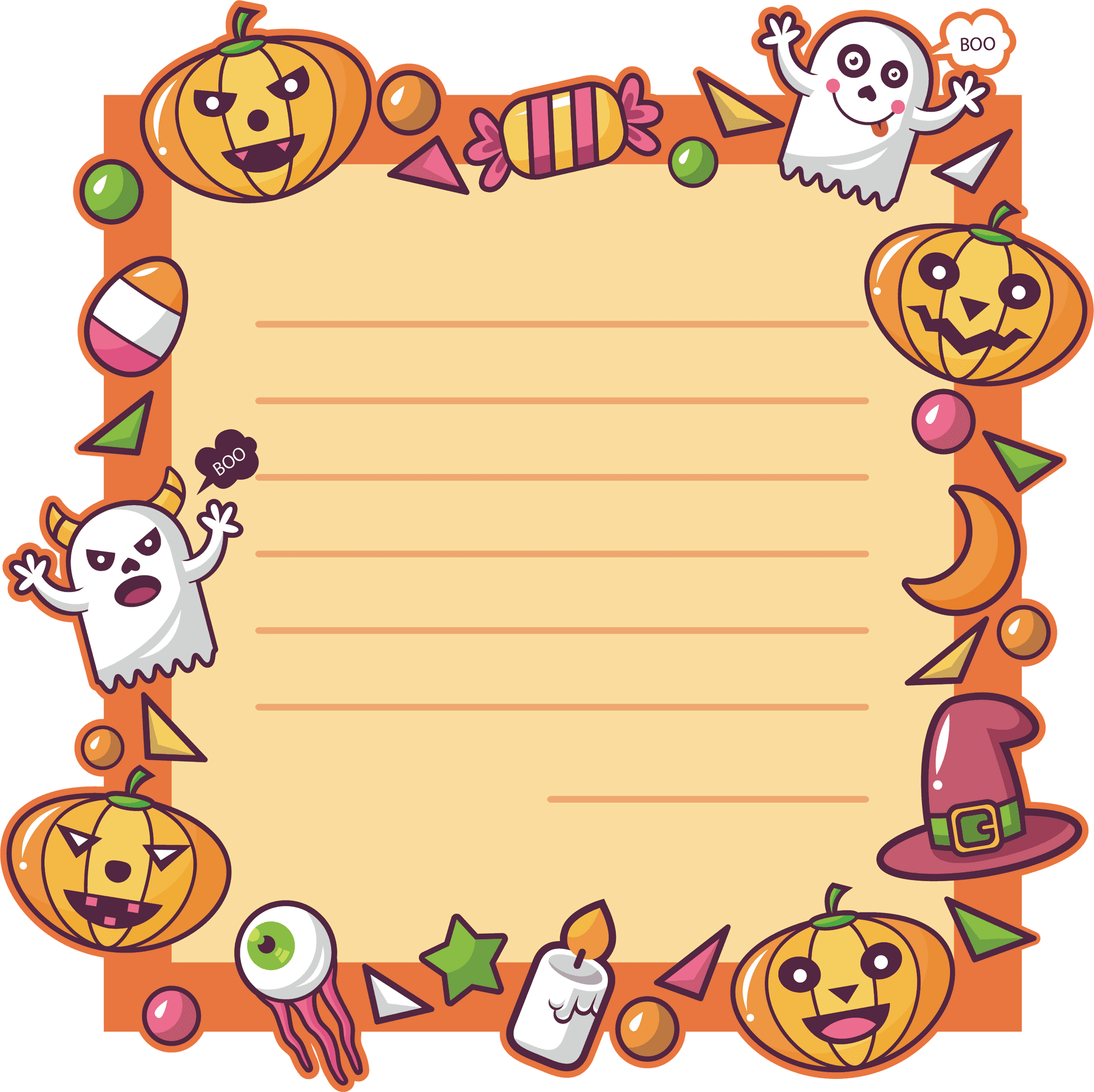 Halloween Themed Stationery Border PNG Image