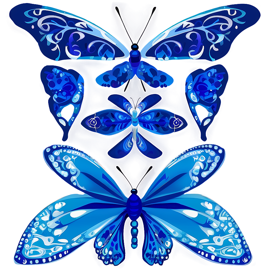 Hand-drawn Blue Butterfly Png Sim PNG Image