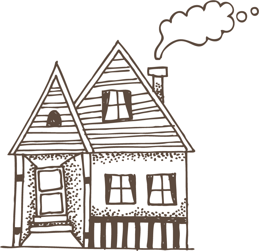 Hand Drawn Blue House Sketch PNG Image