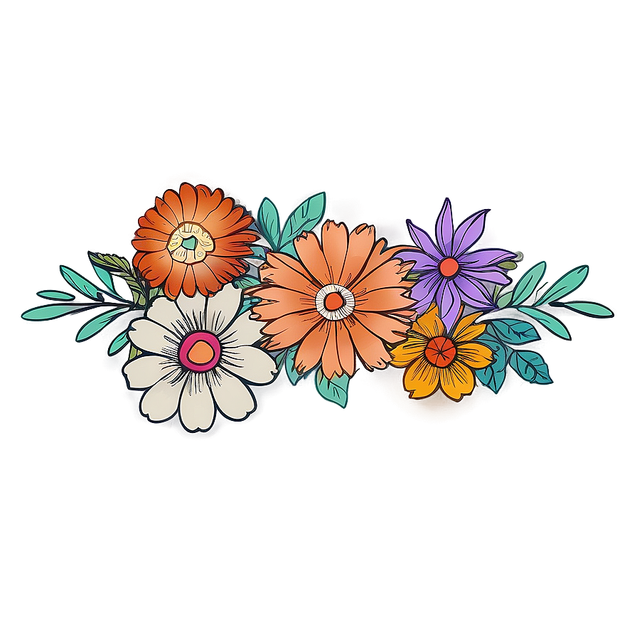 Hand-drawn Boho Flowers Png 62 PNG Image