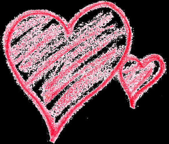 Hand Drawn Chalk Hearts PNG Image