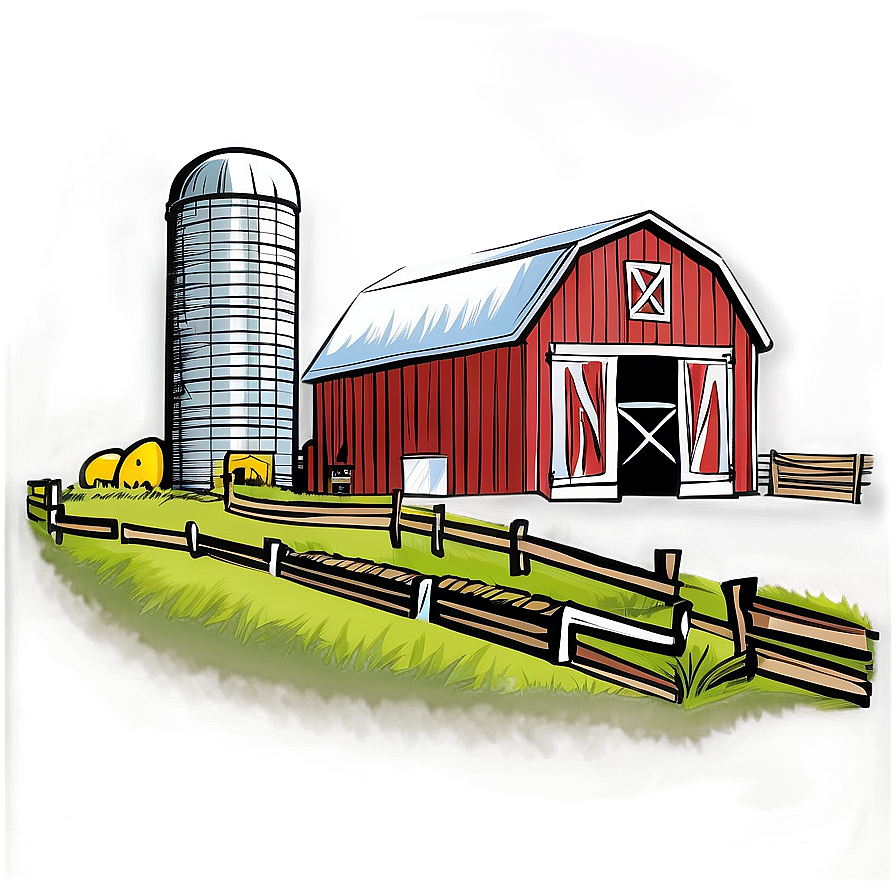 Hand-drawn Farm Sketch Png Vrv91 PNG Image