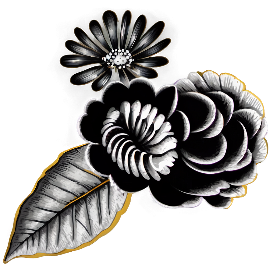 Hand-drawn Flower Black And White Png 05252024 PNG Image