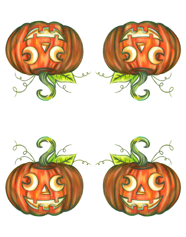 Hand Drawn Halloween Pumpkin Lanterns PNG Image