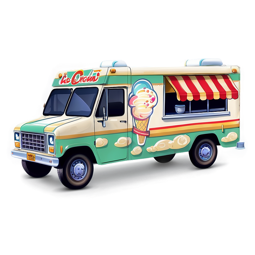 Hand-drawn Ice Cream Truck Sketch Png Bvb54 PNG Image