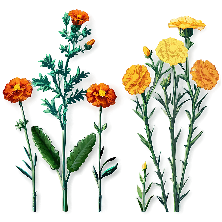 Hand Drawn Marigolds Png 06132024 PNG Image