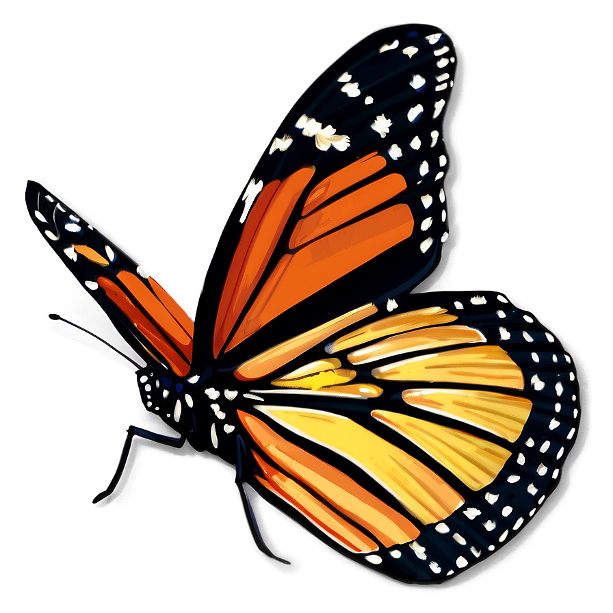 Hand Drawn Monarch Butterfly Png Ugs64 PNG Image