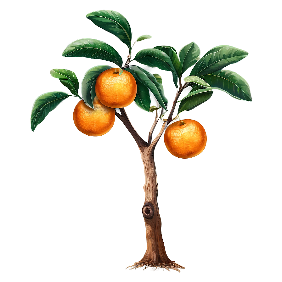 Hand Drawn Orange Tree Png Aio17 PNG Image