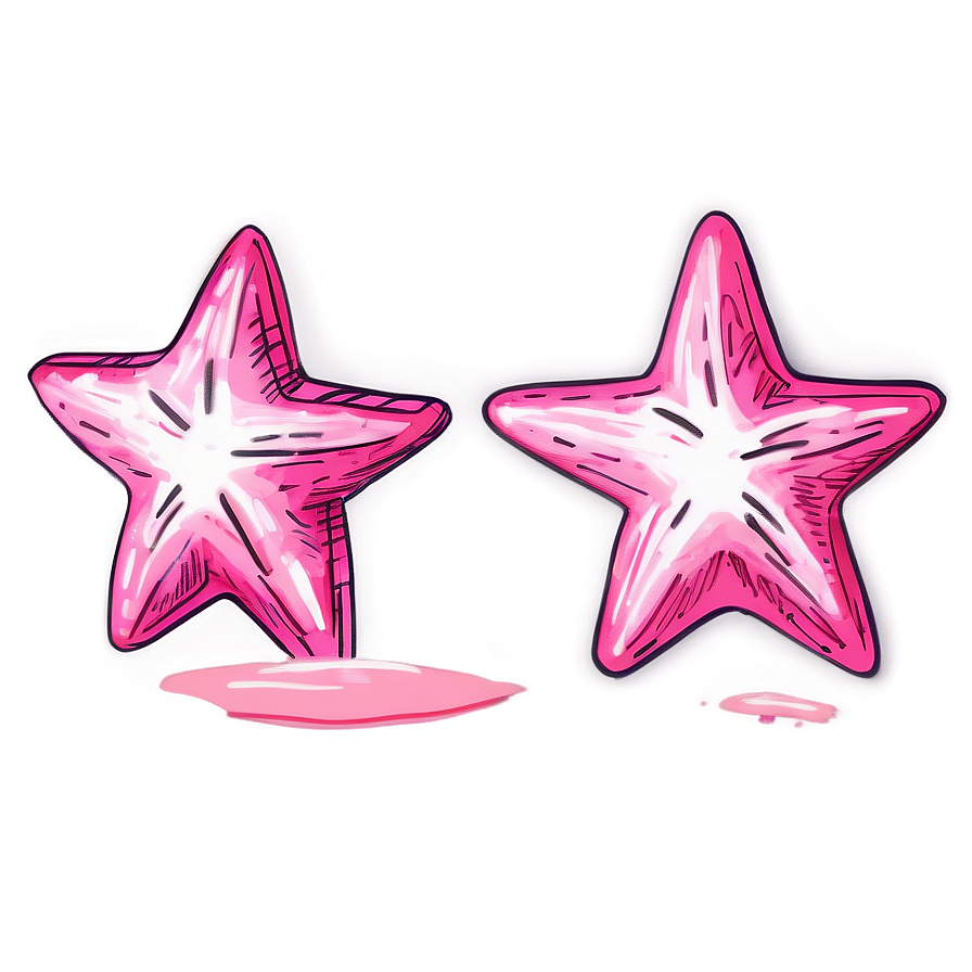 Hand Drawn Pink Stars Png Xwv27 PNG Image