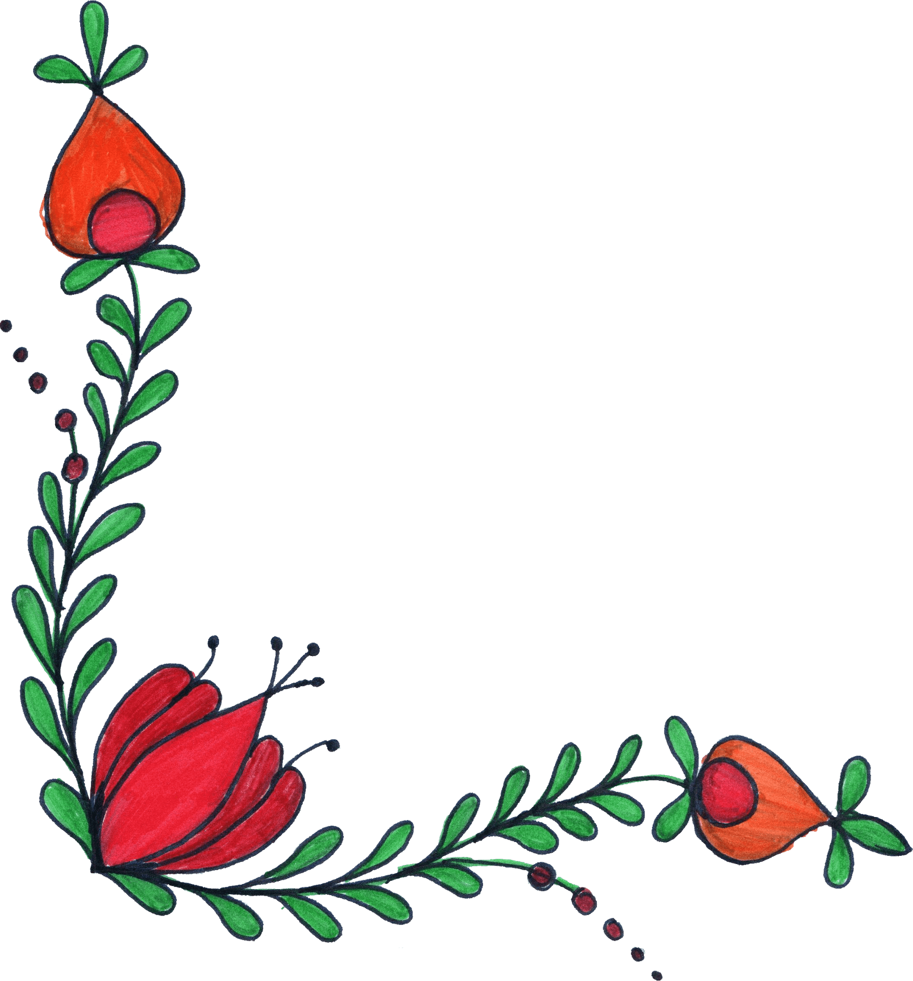 Hand Drawn Red Flower Artwork PNG Image