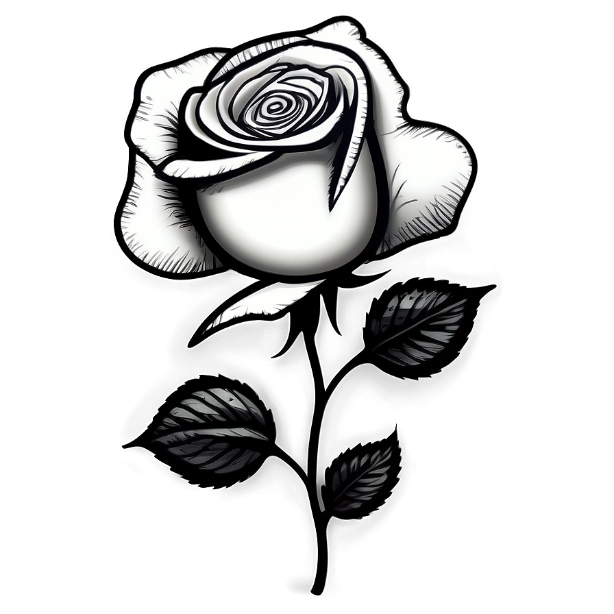 Hand-drawn Rose Black And White Png Icy31 PNG Image