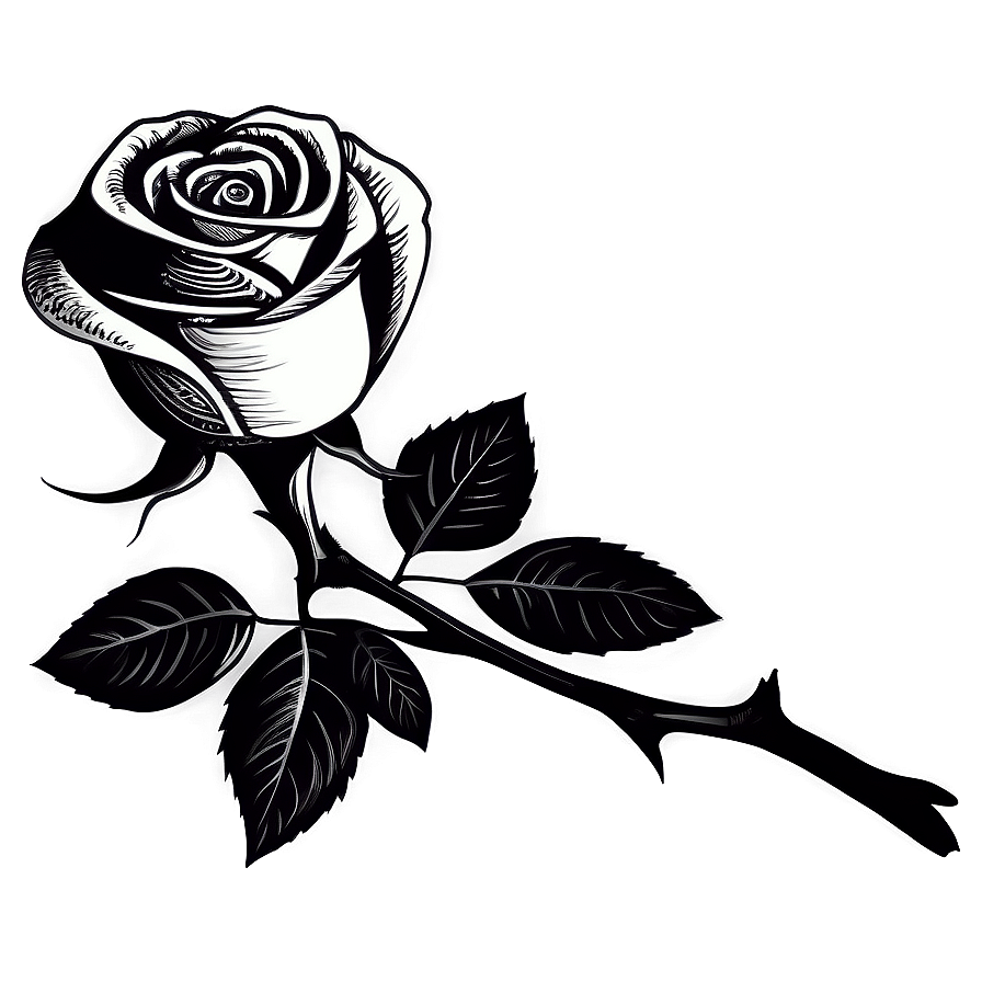 Hand-drawn Rose Black And White Png Qaq PNG Image