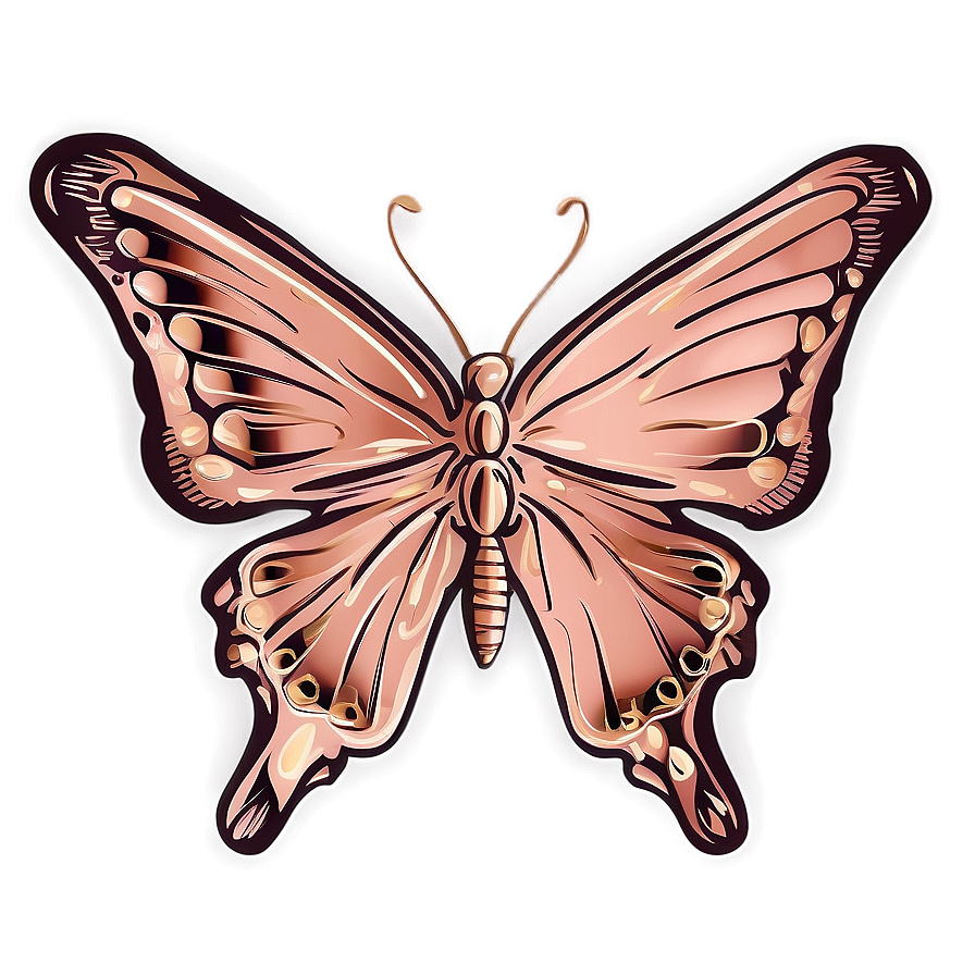 Hand Drawn Rose Gold Butterfly Png Drr93 PNG Image