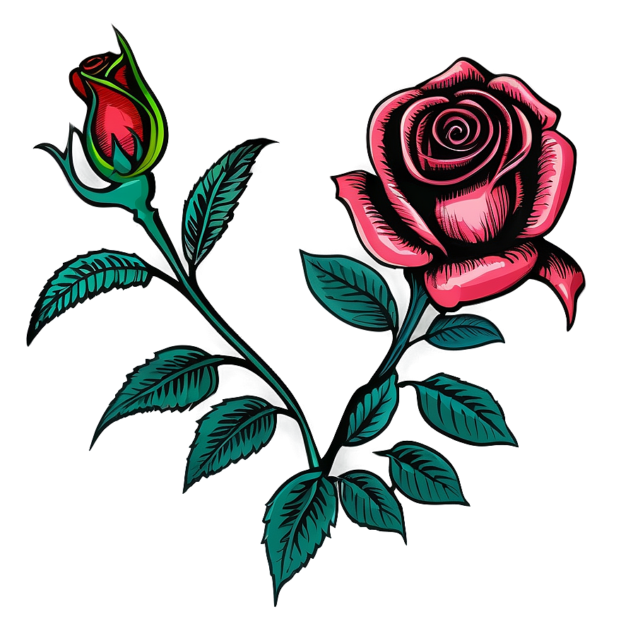 Hand-drawn Rose Tattoo Graphic Png Huw36 PNG Image