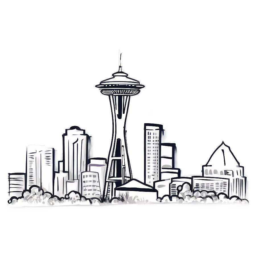 Hand-drawn Seattle Skyline Png Rjm PNG Image