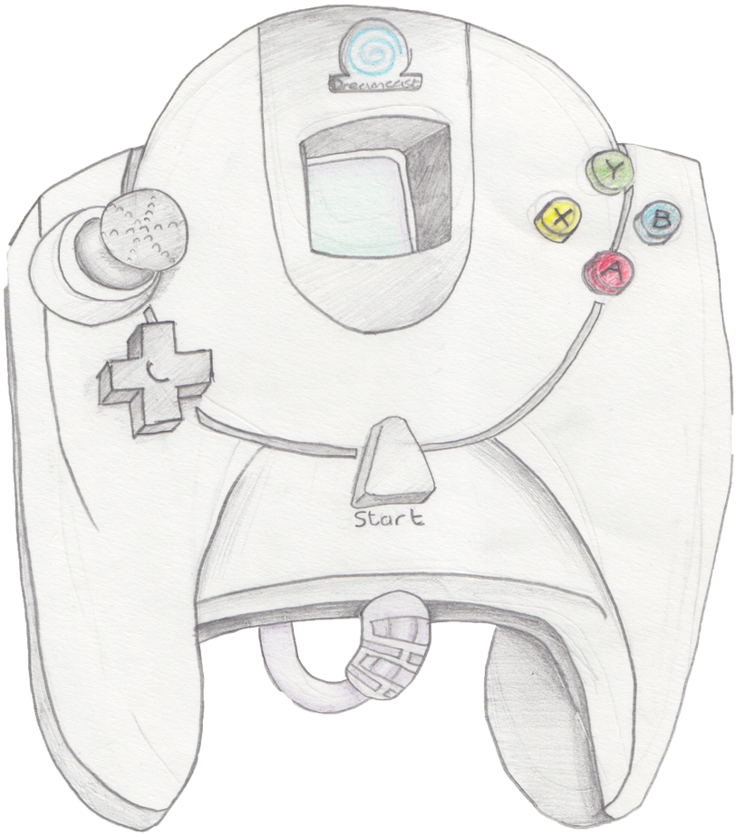 Hand Drawn Sega Dreamcast Controller Sketch PNG Image