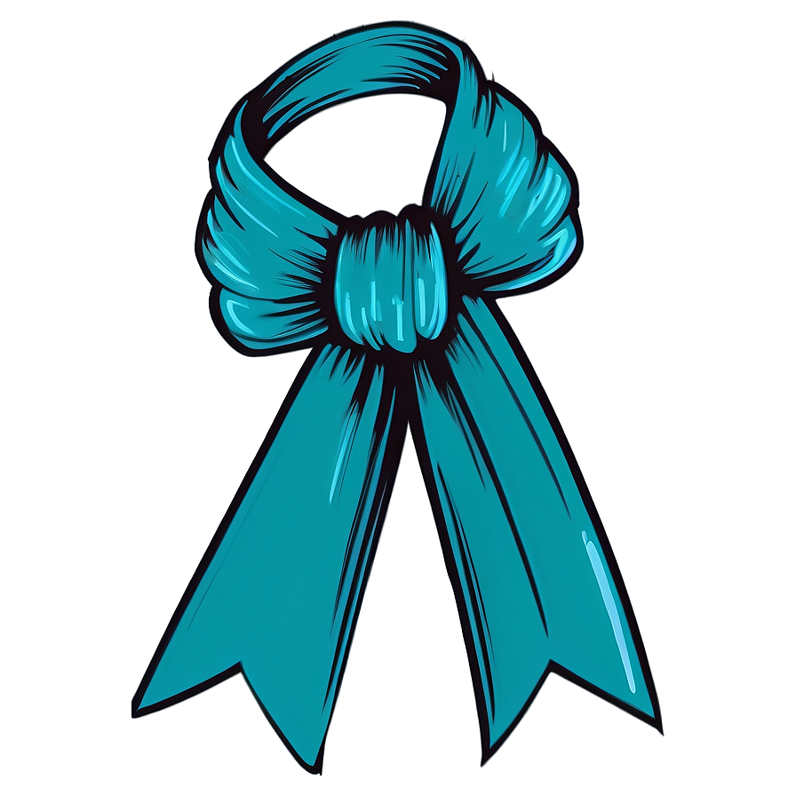 Hand-drawn Teal Ribbon Sketch Png Jlj13 PNG Image