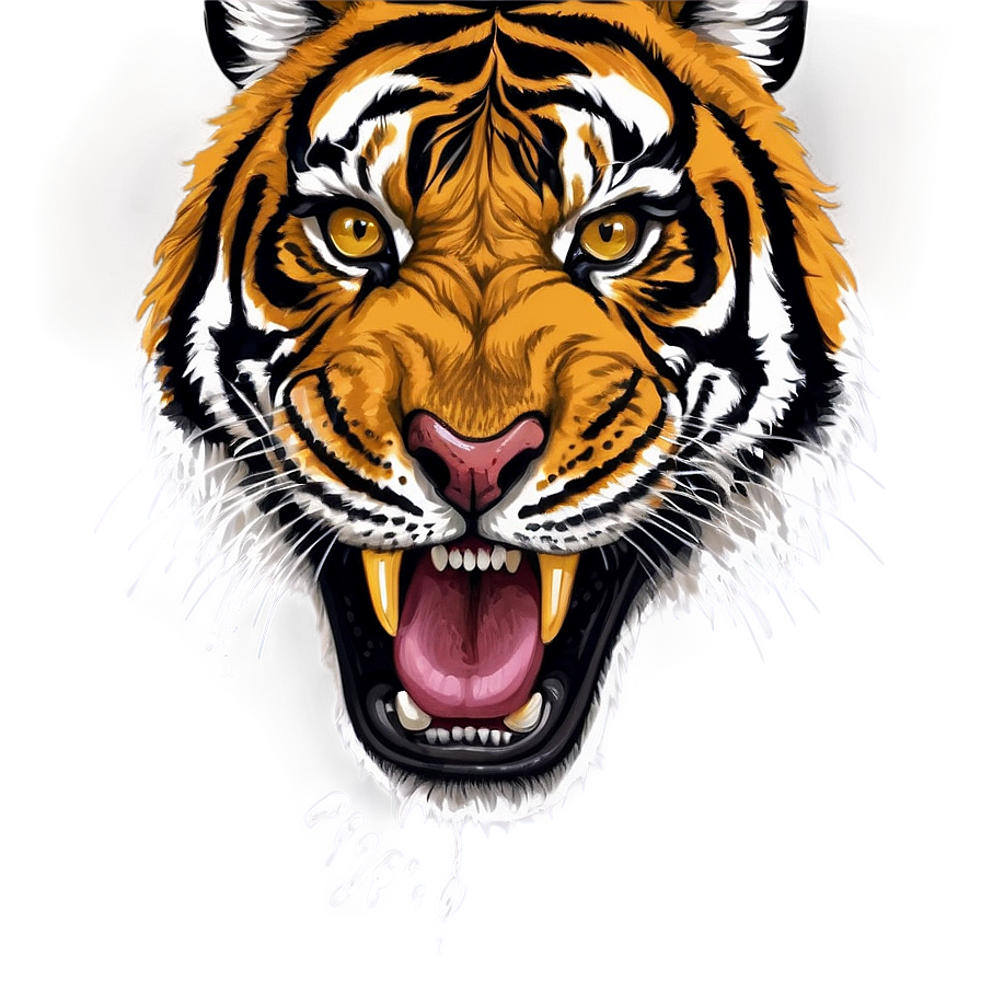 Hand Drawn Tiger Face Png Xip PNG Image