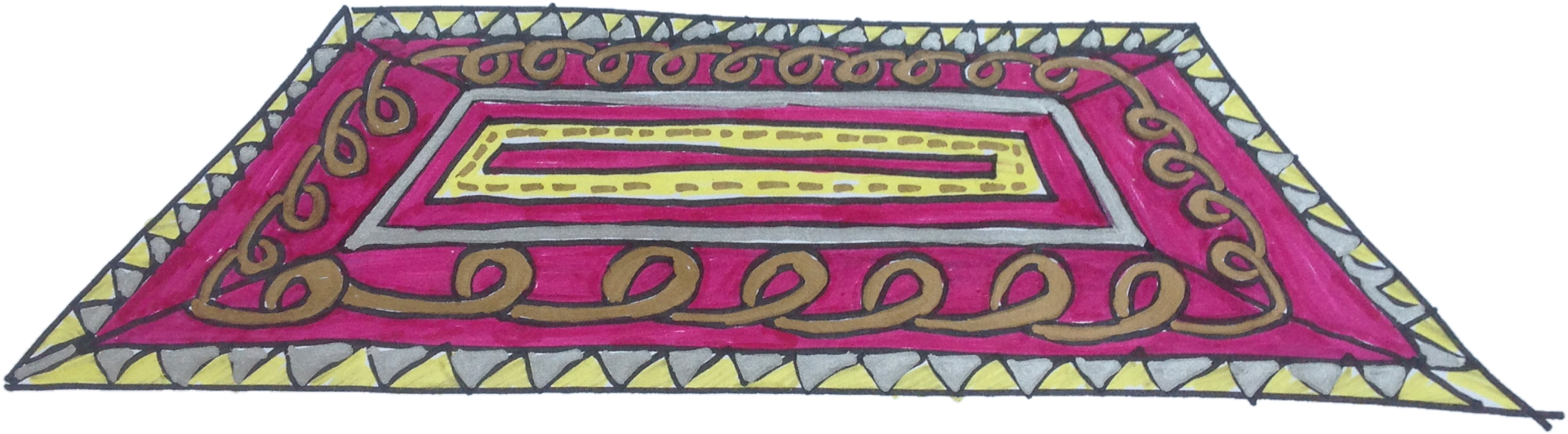 Hand Drawn Traditional Carpet Design PNG Image