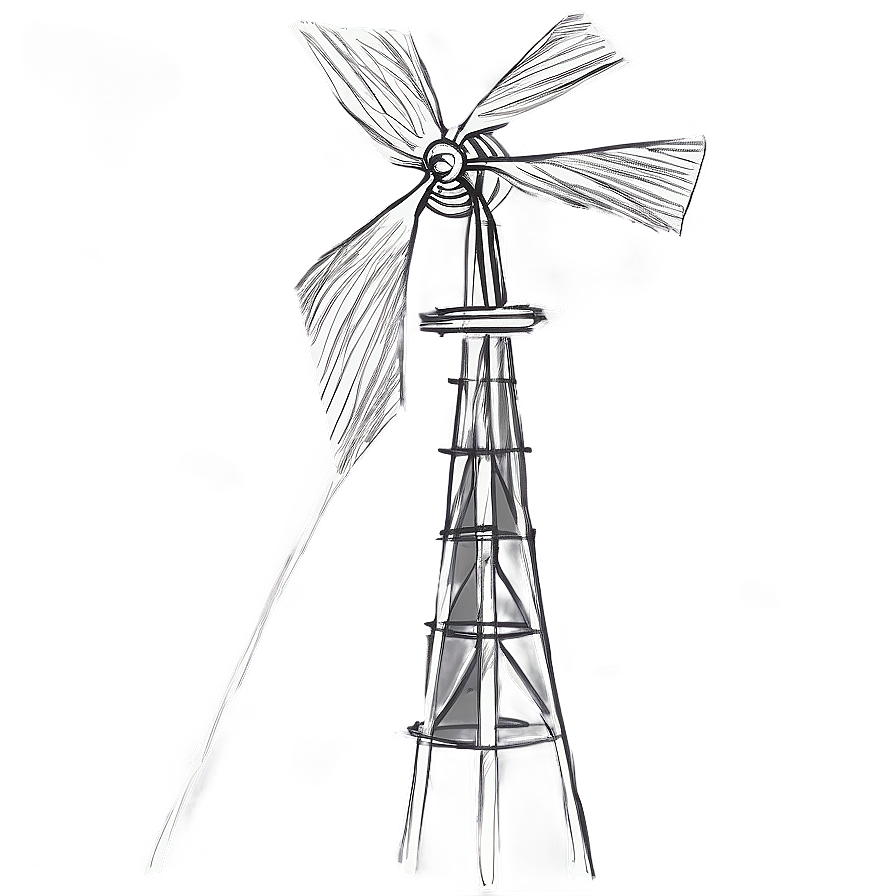 Hand Drawn Windmill Sketch Png Wtc86 PNG Image