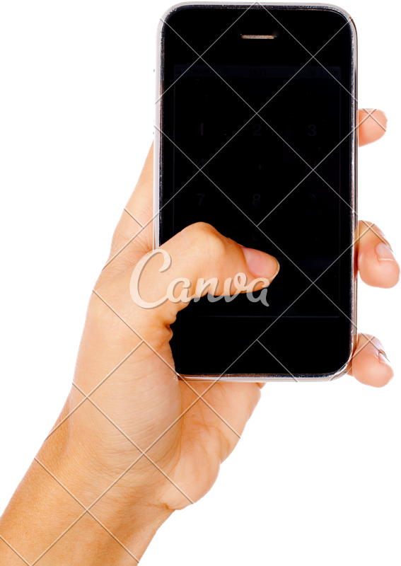 Hand Holding Black Smartphone Clipart PNG Image