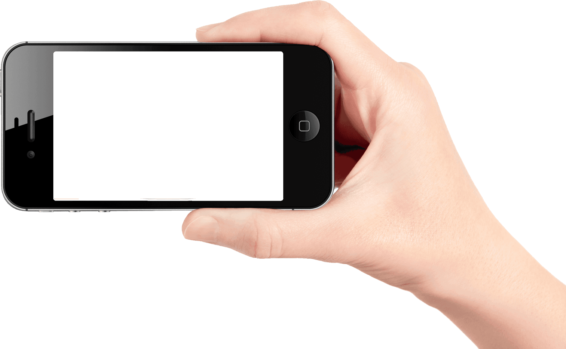 Hand Holding Black Smartphone Mockup PNG Image