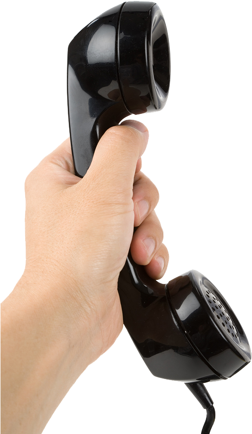 Hand Holding Black Telephone Receiver PNG Image