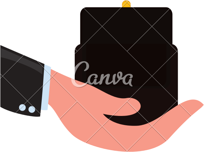 Hand Holding Black Wallet PNG Image