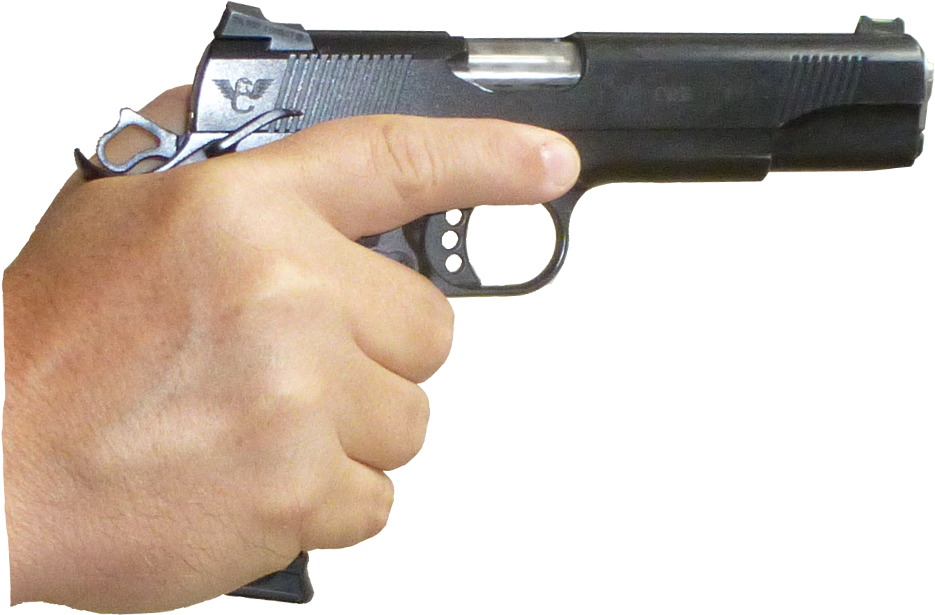 Hand Holding Gun Isolated PNG Image