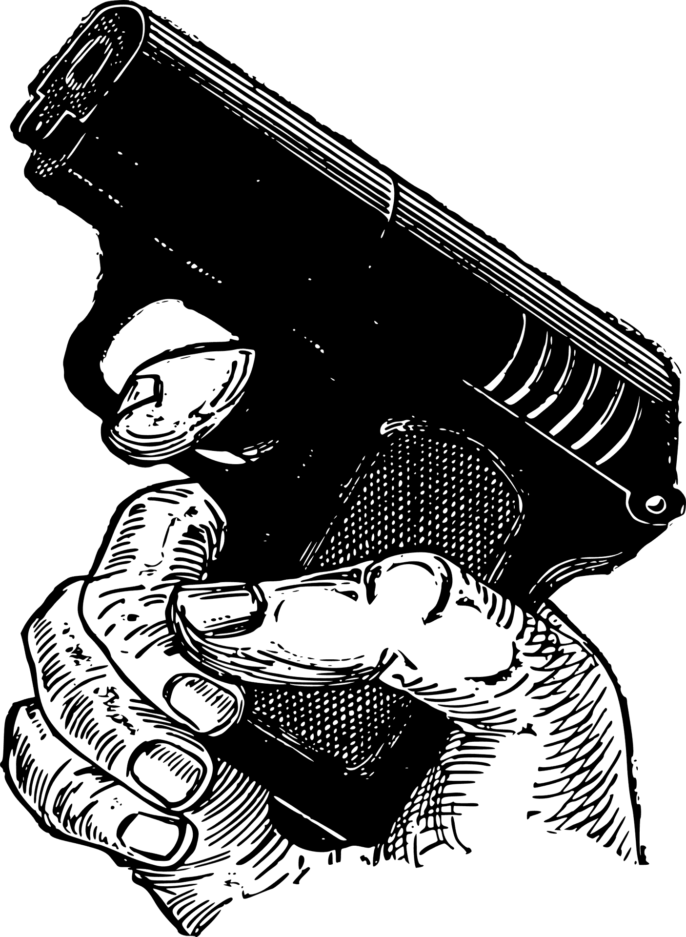 Hand Holding Gun Sketch PNG Image