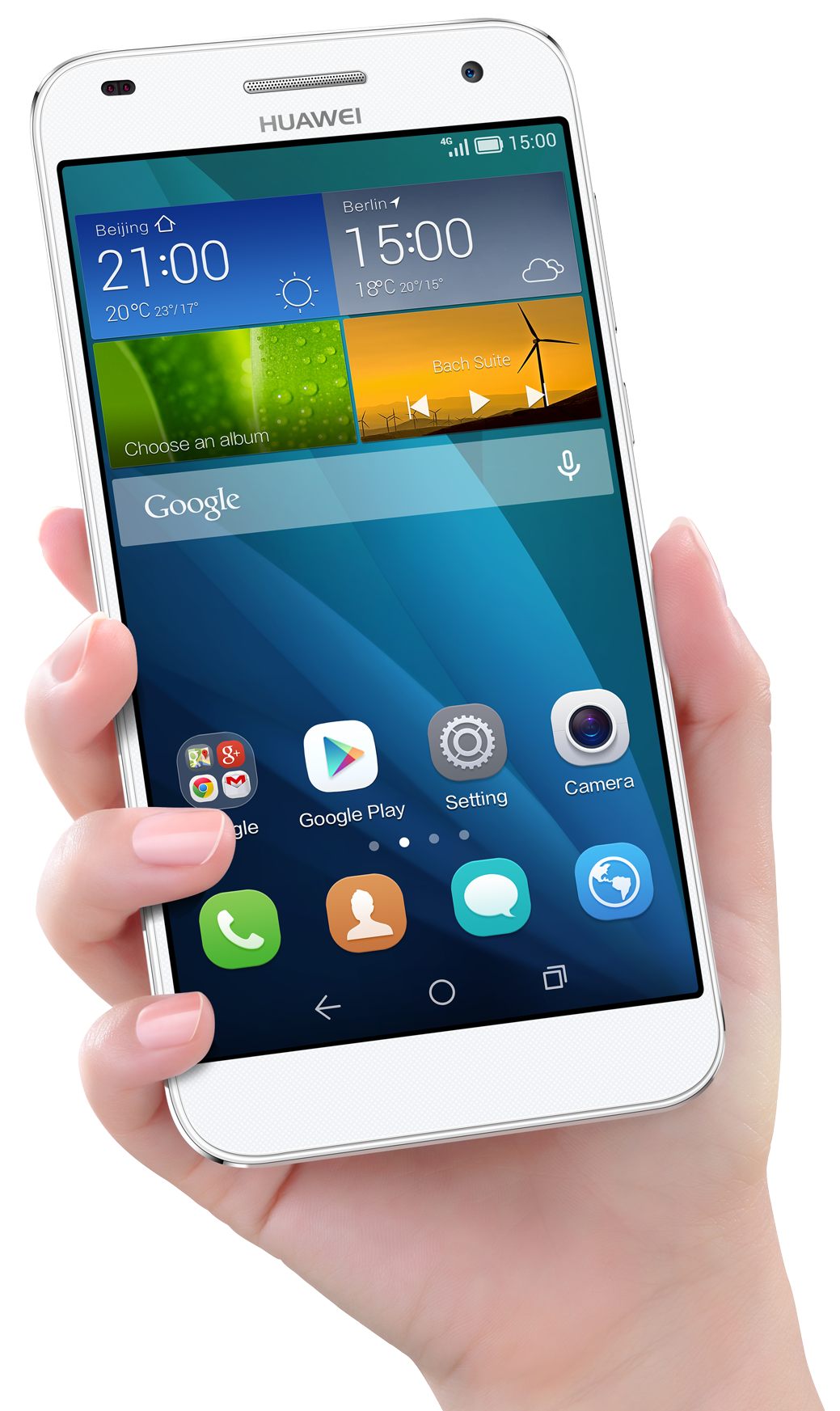 Hand Holding Huawei Smartphone PNG Image